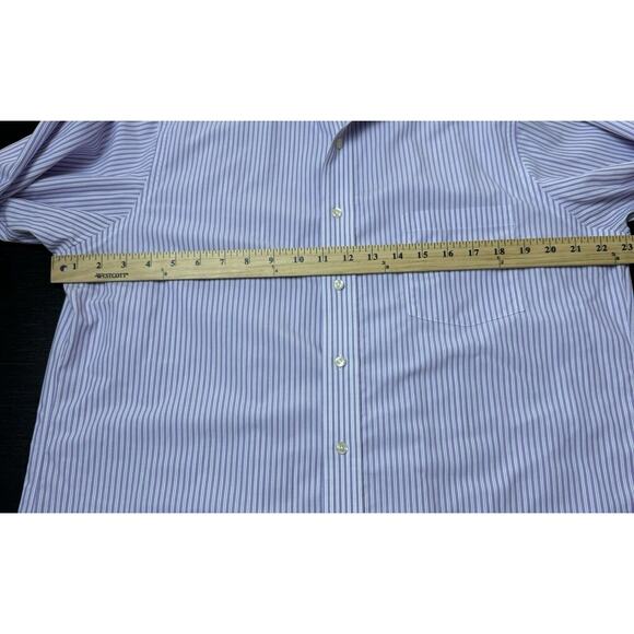 Donald J. Trump Collection Men’s Non Iron Button Up Size 16 32/33 Striped Purple - Picture 2 of 5